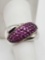 Sterling silver and pave ruby band ring, size 9