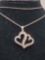 Genuine diamond & sterling silver double heart pendant necklace