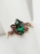 Antique Victorian 9ct gold green stone ring, size 6.5