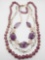 (3) gemstone beaded necklaces: purple, quartz, Amethyst