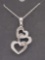 LOVE HOPE FAITH diamonds and sterling silver heart necklace