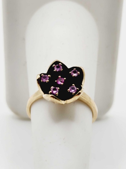 1950s Vintage 10k gold and ruby modernist ring, size 7