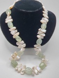 Stunning baroque pearl & Prehnite beaded necklace