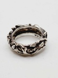 Unusual sterling silver ring, size 10