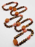 (5) cultured pearl, coral and agate stretch bracelets
