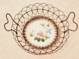 Antique Victorian basket with porcelain insert