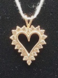 1 carat diamond heart pendant, 10k gold