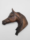 Signed bronze horse head plaque