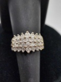 2.5 carat diamonds & 14k gold wide band ring, size 5.5