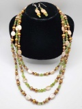 Colored pearls & peridot beaded 20