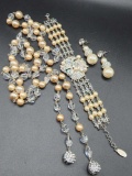 3pc costume set: crystal necklace, bracelet and earrings