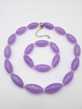 Lavender jadeite beaded necklace and bracelet