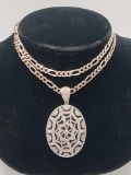 Sterling silver, diamonds & black onyx pendant necklace
