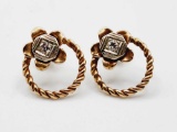 Estate 1940s Vintage 14k gold and diamond earrings
