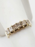 1.75 carat princess cut diamond 14k gold band ring, size 7