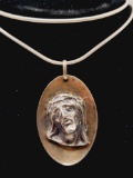 Vintage sterling silver Jesus pendant necklace