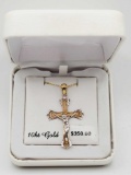 Gift boxed: 10kt gold crucifix cross necklace, $350