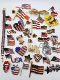 Large lot of USA patriotic jewelry: rhinestones, pins