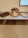 Lot of 4 Large Silverplate Serving Trays