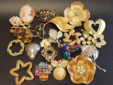Costume jewelry: pins, some signed