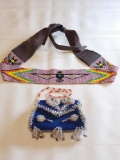 Native Indian beadwork, purse and headband