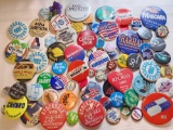 Vintage pin back buttons, some political