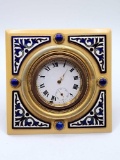 Antique celluloid, enamel and jeweled desk clock