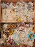 (2) flats full of vintage costume jewelry, unsorted