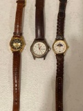 (3) Ladies wrist watches (Peugeot Quartz, Eddie Bauer missing half band, Timex Quartz).