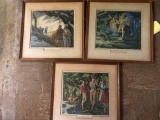 Set of three Edward E. Wilson Shakespeare scene prints, 19.75 x 20.5 frame sizes.