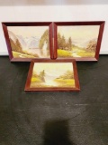Set of 3 Oil painting on Board Framed