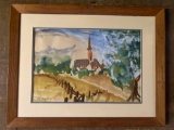 Dan Rohn 1952 signed original water color, 26.25 x 20.5 frame.