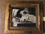 Girl with chicks picture, 30.5 x 26.25 frame.