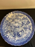 Antique blue floral decorated Asian charger, 24