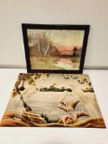 (2) Prints (Landscape and Birds signed Turner).
