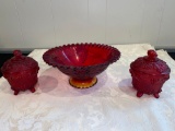 Red grapes pattern glass bowl 10