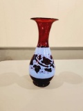 Early Cranberry and Blue Glass Vase