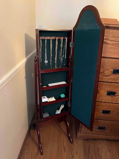 Free Standing Jewelry Cabinet with mirror