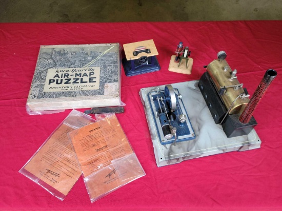 Gerb. Fleischmann steam power unit with book, saw and sharpening accessories, Downtown Cleveland