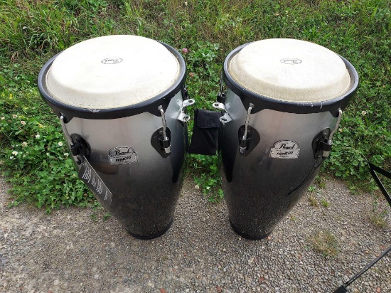 2 Pearl Primero Conga Drums & Pearl Primero Bongo Set w/ Stand