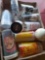 Baseball collector glasses, tin bank