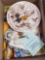 Davy Crockett plates, knife, pins, record
