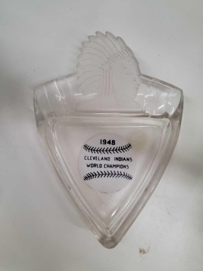 1948 Cleveland Indians world champions glass ashtray