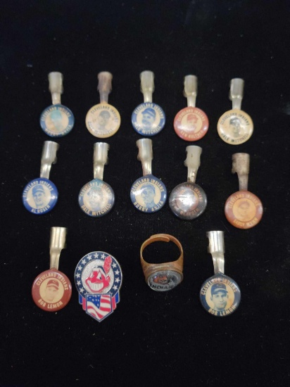 Cleveland Indians pencil toppers, pin, and ring