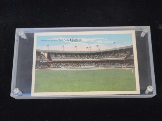 American league ballpark Cleveland post card in case
