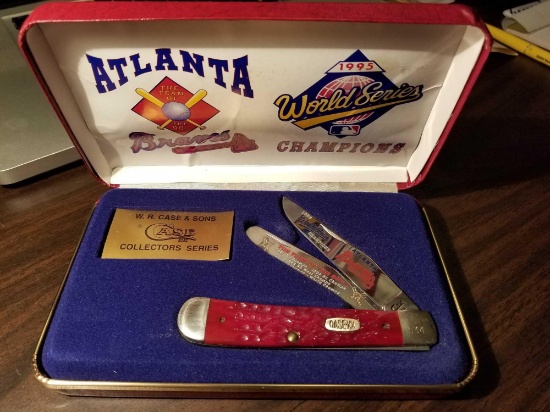 Case knife with box, Atlanta Braves 1995 World Series