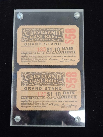 Early Cleveland baseball company rain check stubs