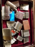 Lot of collector lighters with tin box