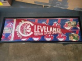 Early Cleveland Indians American League Champions framed pennant and signed cards