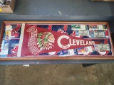 Early Cleveland Indians framed pennant and tickets